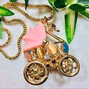 Jeweled Fantasy Baby Carriage Fun Necklace NWT